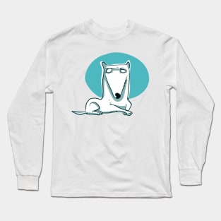 white dog looking us funny cartoon Long Sleeve T-Shirt